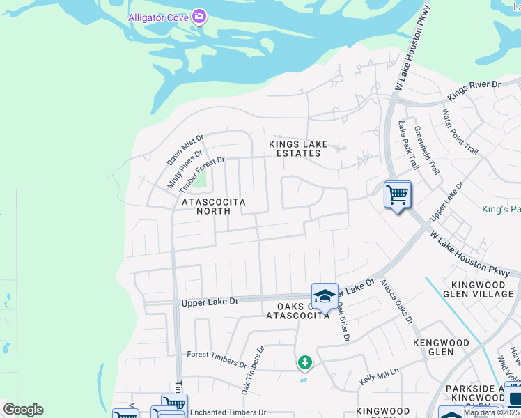 map of restaurants, bars, coffee shops, grocery stores, and more near 5607 Dove Forest Lane in Humble