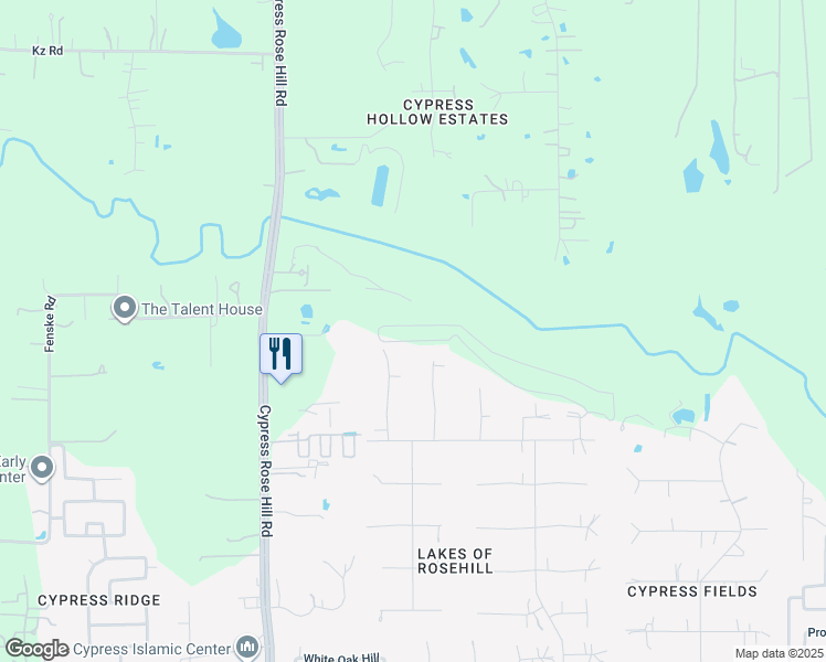 map of restaurants, bars, coffee shops, grocery stores, and more near 16714 Rose Bay Tr in Cypress