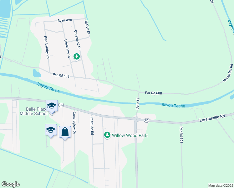 map of restaurants, bars, coffee shops, grocery stores, and more near 3914 Northside Road in New Iberia