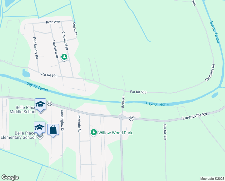 map of restaurants, bars, coffee shops, grocery stores, and more near 4017 Northside Road in New Iberia