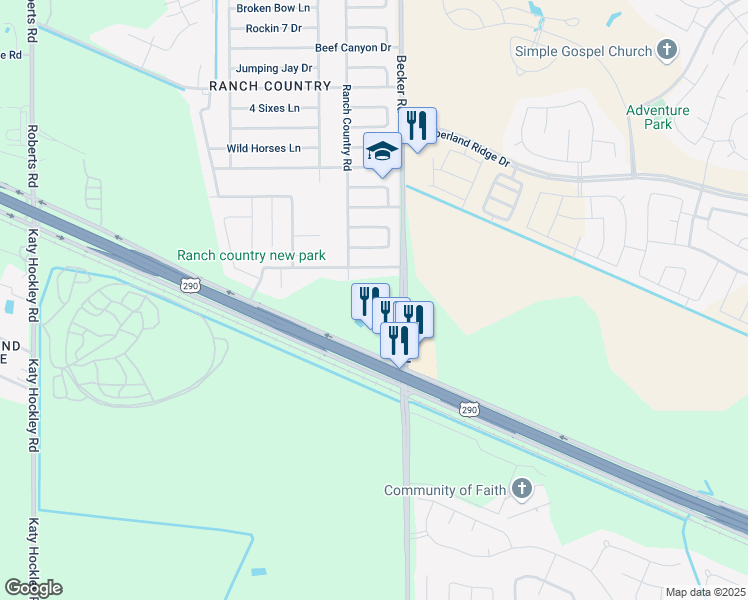map of restaurants, bars, coffee shops, grocery stores, and more near 24103 Palo Dura Drive in Hockley