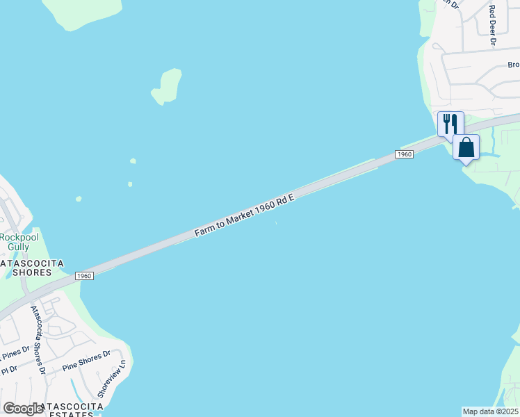 map of restaurants, bars, coffee shops, grocery stores, and more near Farm to Market 1960 in Humble