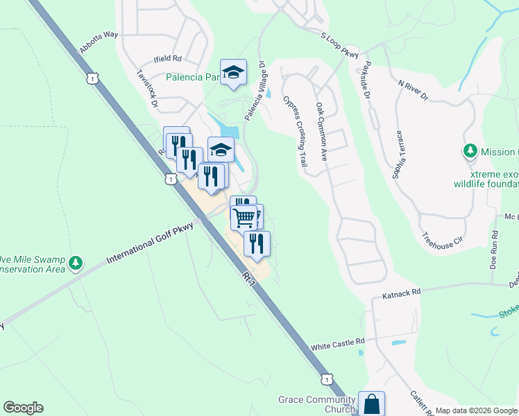 map of restaurants, bars, coffee shops, grocery stores, and more near 210 Paseo Terraza in St. Augustine