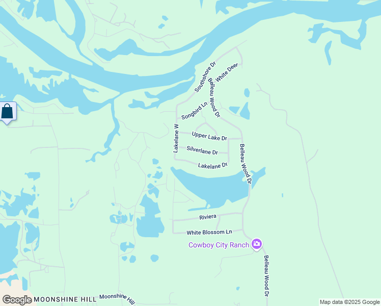 map of restaurants, bars, coffee shops, grocery stores, and more near Lakelane Drive in Humble