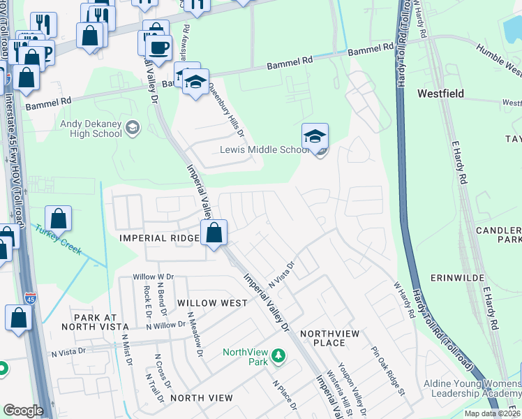 map of restaurants, bars, coffee shops, grocery stores, and more near Shelbourne Crossing in Houston