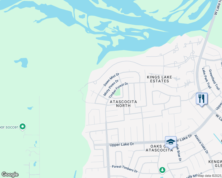map of restaurants, bars, coffee shops, grocery stores, and more near 20035 Timber Forest Drive in Humble