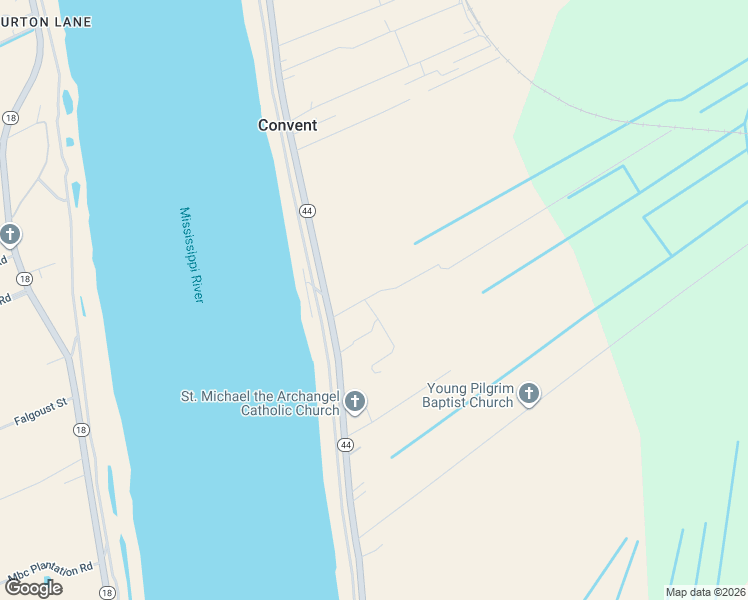 map of restaurants, bars, coffee shops, grocery stores, and more near 6604 Louisiana 44 in Convent