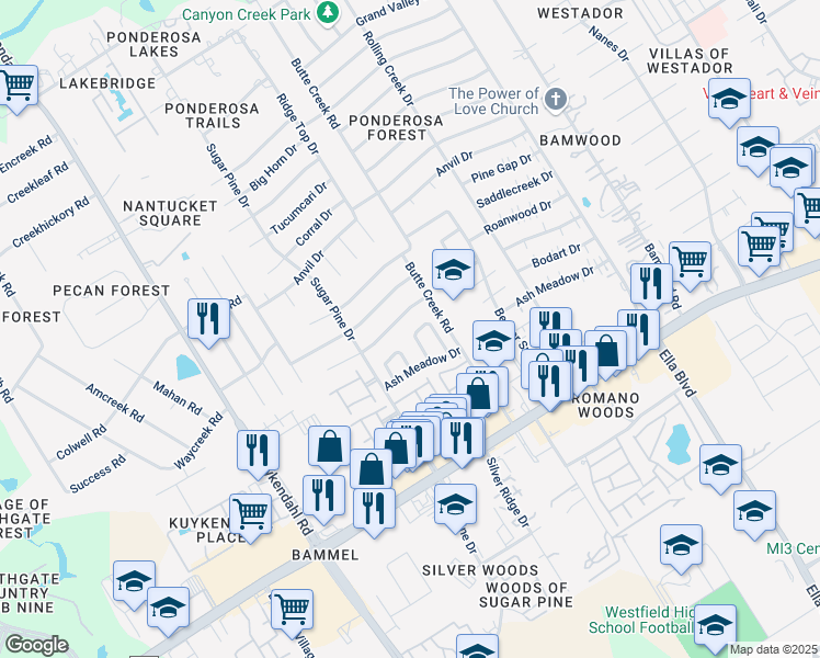map of restaurants, bars, coffee shops, grocery stores, and more near 1815 Hamlin Valley Drive in Houston