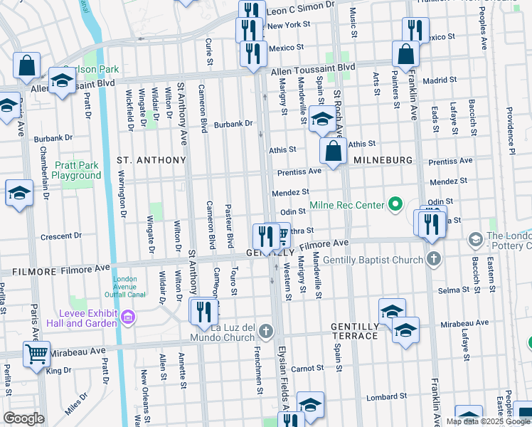 map of restaurants, bars, coffee shops, grocery stores, and more near in New Orleans