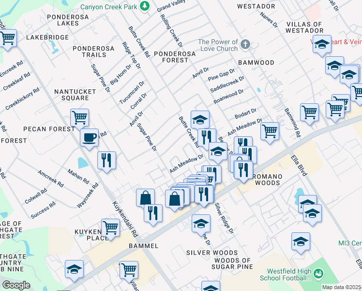 map of restaurants, bars, coffee shops, grocery stores, and more near 1815 Hamlin Valley Drive in Houston