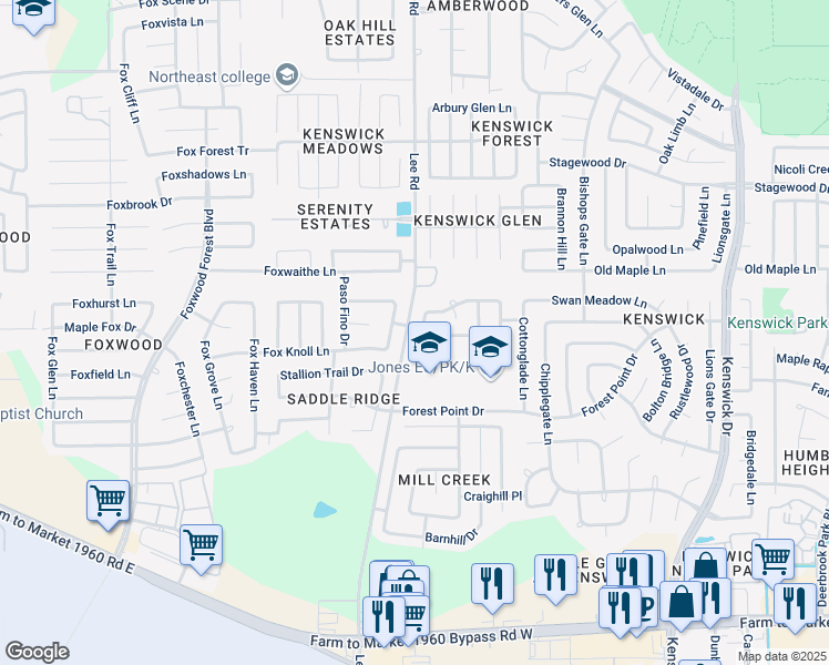 map of restaurants, bars, coffee shops, grocery stores, and more near 20419 Drake Field Lane in Humble