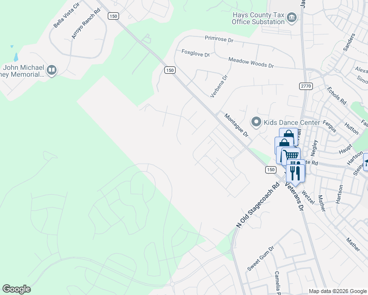 map of restaurants, bars, coffee shops, grocery stores, and more near 430 Quail Meadow Drive in Kyle
