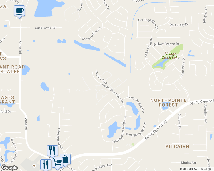 map of restaurants, bars, coffee shops, grocery stores, and more near 12506 Northpointe Ridge Lane in Tomball