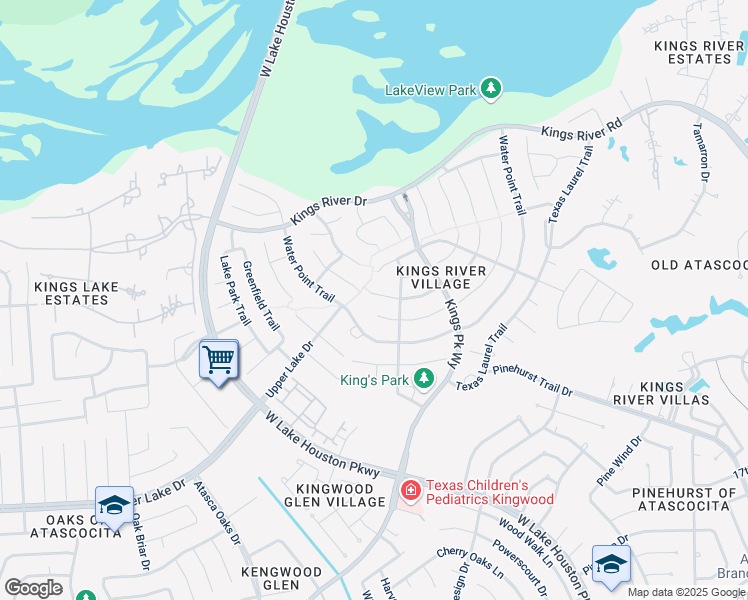 map of restaurants, bars, coffee shops, grocery stores, and more near 20410 Delta Wood Trail in Humble