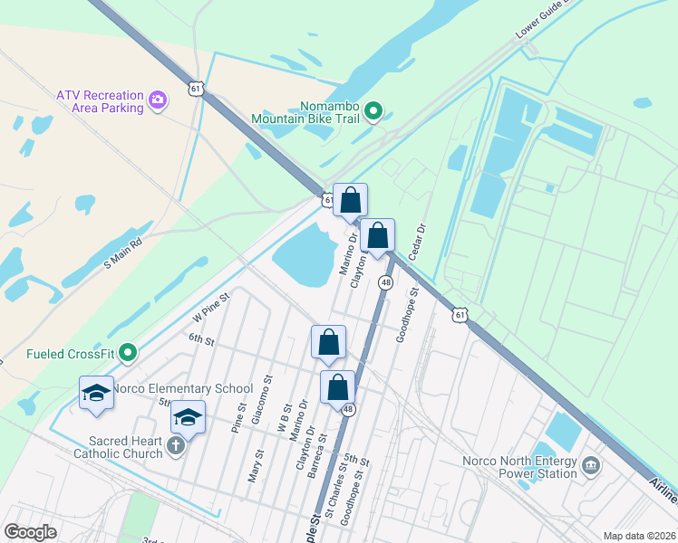 map of restaurants, bars, coffee shops, grocery stores, and more near 845 Marino Drive in Norco