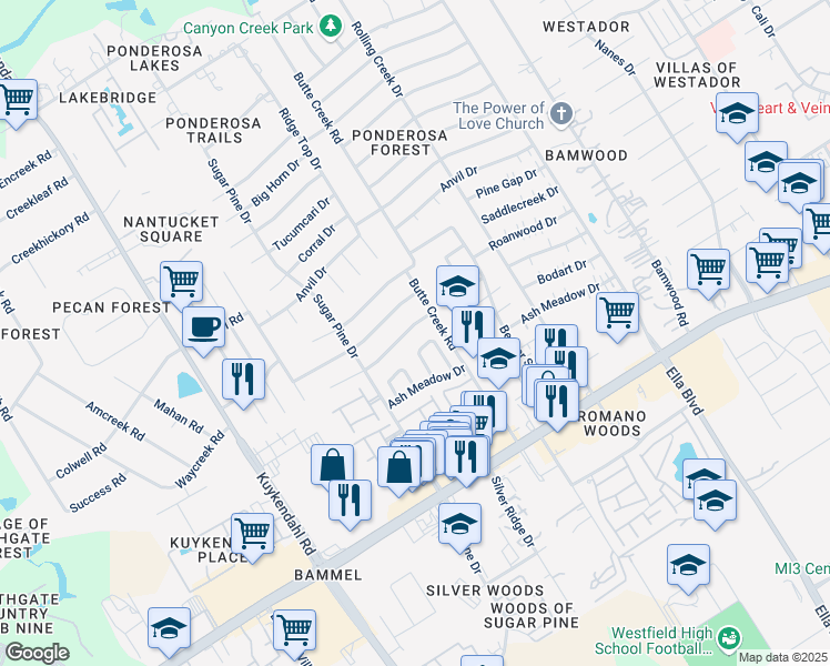 map of restaurants, bars, coffee shops, grocery stores, and more near 1815 Hamlin Valley Drive in Houston