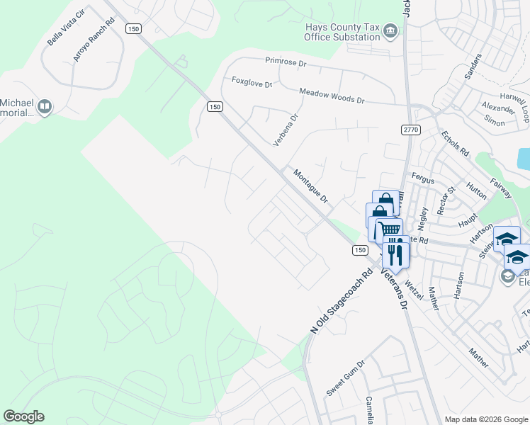 map of restaurants, bars, coffee shops, grocery stores, and more near 209 Julia Cove in Kyle
