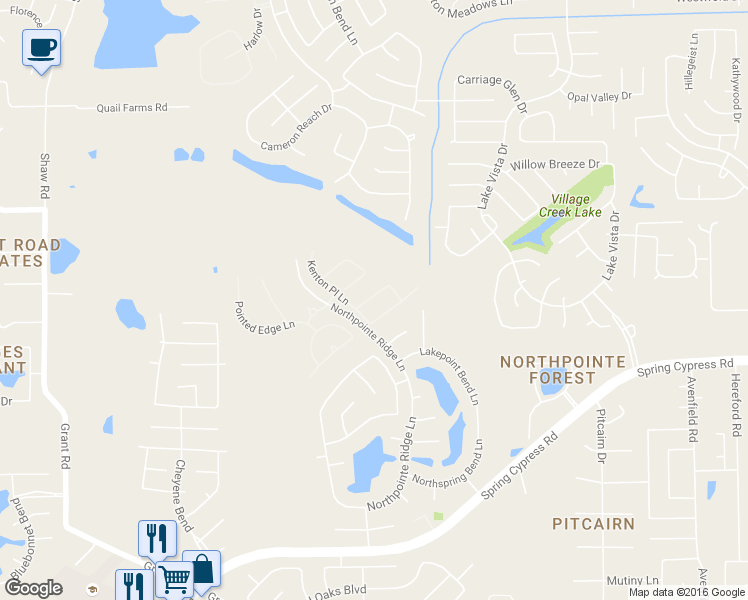 map of restaurants, bars, coffee shops, grocery stores, and more near 13315 Andover Harvest Lane in Cypress