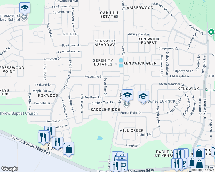 map of restaurants, bars, coffee shops, grocery stores, and more near 7627 Shire Trail Court in Humble