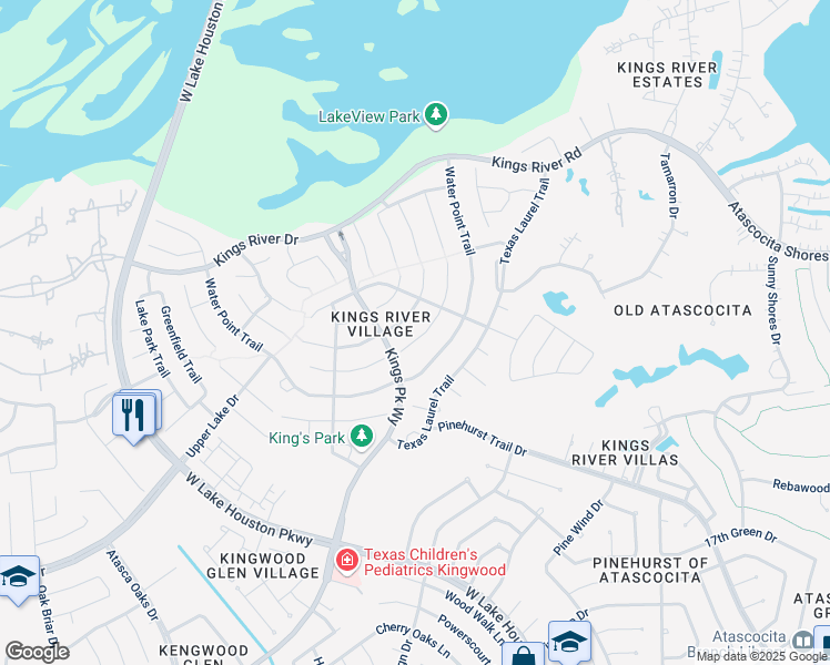 map of restaurants, bars, coffee shops, grocery stores, and more near 20622 Emerald Spruce Court in Humble