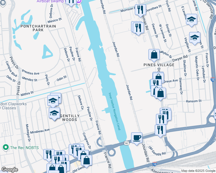 map of restaurants, bars, coffee shops, grocery stores, and more near in New Orleans