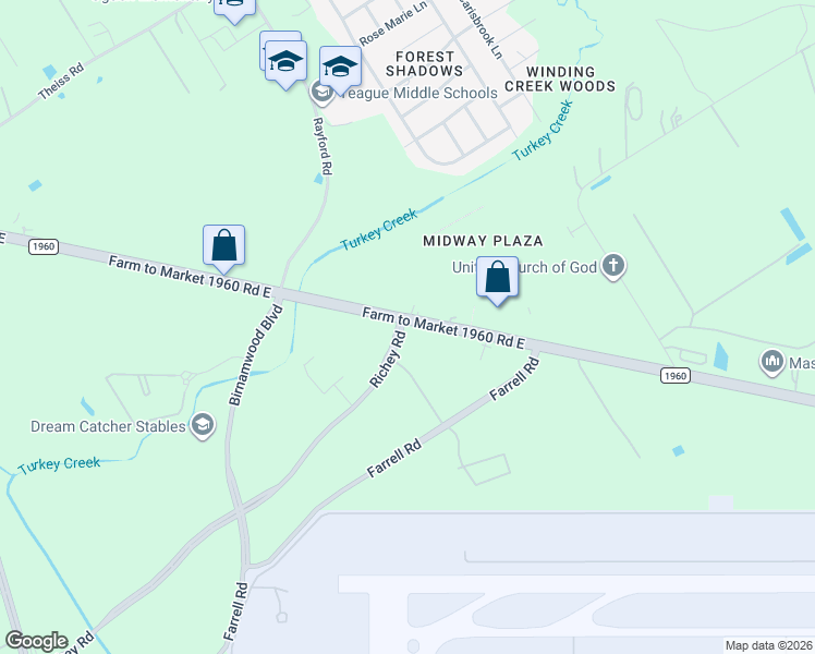 map of restaurants, bars, coffee shops, grocery stores, and more near 4601-4677 Farm to Market 1960 in Humble