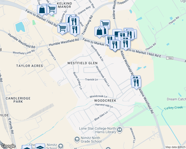 map of restaurants, bars, coffee shops, grocery stores, and more near 2902 Cocona Lane in Houston