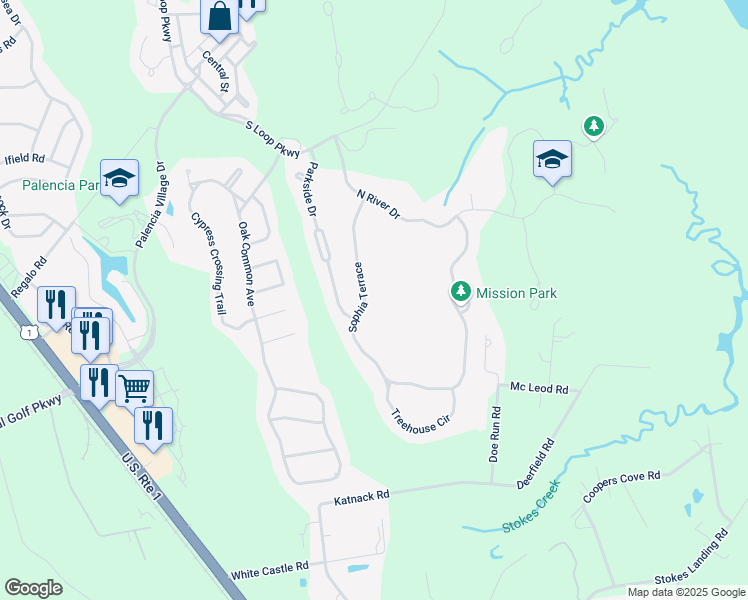 map of restaurants, bars, coffee shops, grocery stores, and more near 254 Sophia Terrace in Saint Augustine