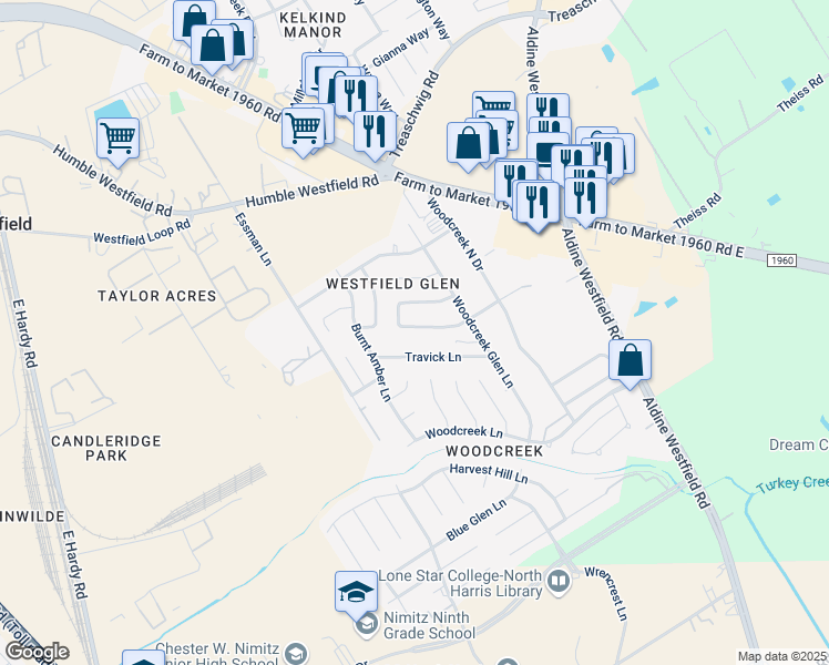 map of restaurants, bars, coffee shops, grocery stores, and more near 2814 Cocona Lane in Houston