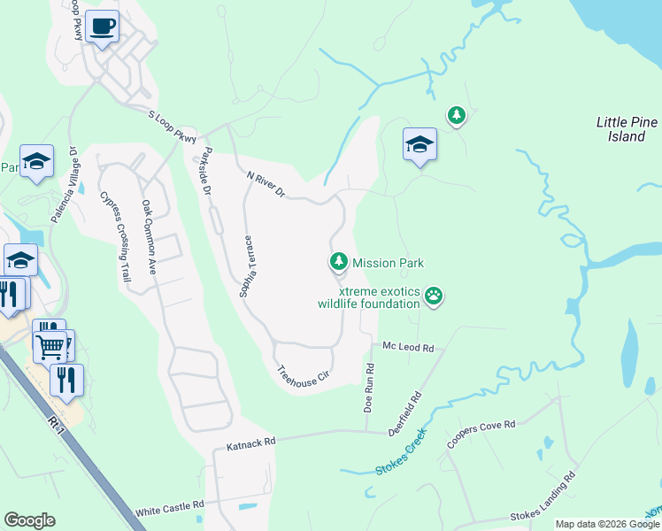 map of restaurants, bars, coffee shops, grocery stores, and more near 395 Sophia Terrace in Saint Augustine