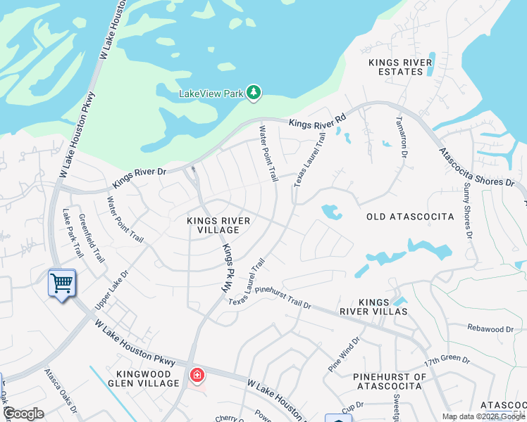 map of restaurants, bars, coffee shops, grocery stores, and more near 19722 Water Point Trail in Humble