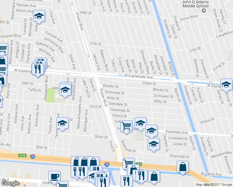 map of restaurants, bars, coffee shops, grocery stores, and more near 7112 Schouest Street in Metairie