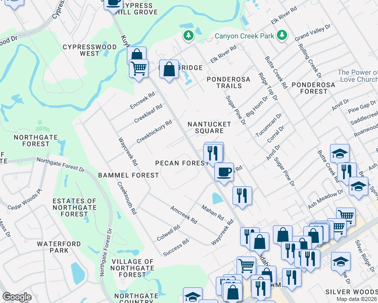 map of restaurants, bars, coffee shops, grocery stores, and more near 2603 Micliff Boulevard in Houston