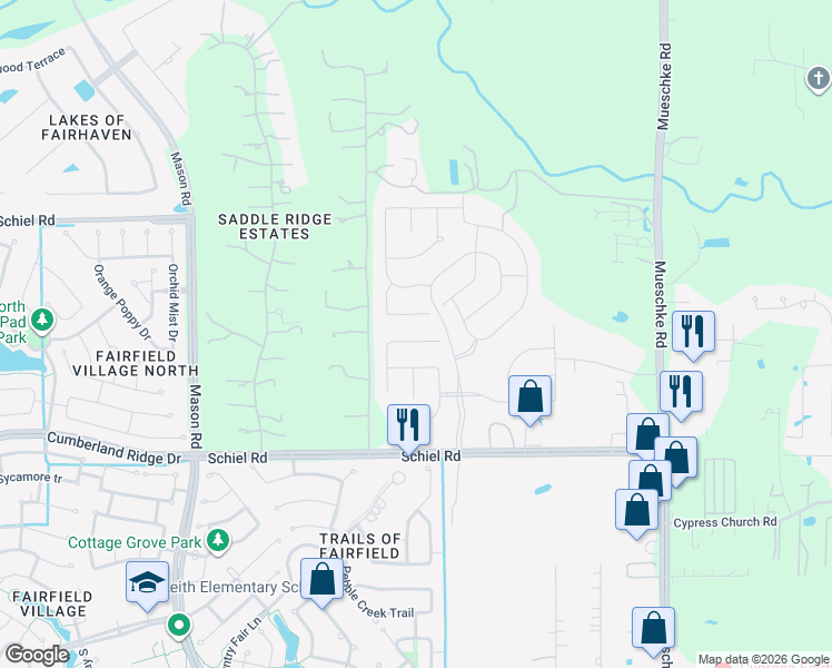 map of restaurants, bars, coffee shops, grocery stores, and more near 20310 Hillside Grove Lane in Cypress