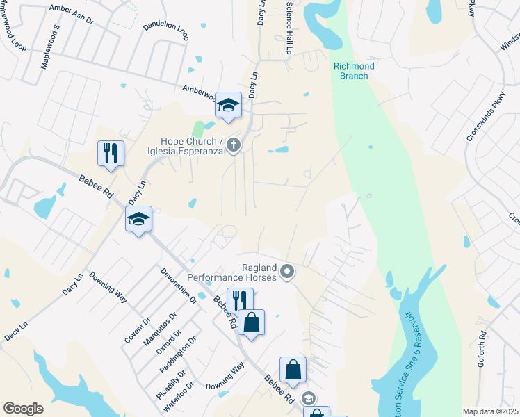 map of restaurants, bars, coffee shops, grocery stores, and more near 230 Moonlit Meadow Path in Kyle