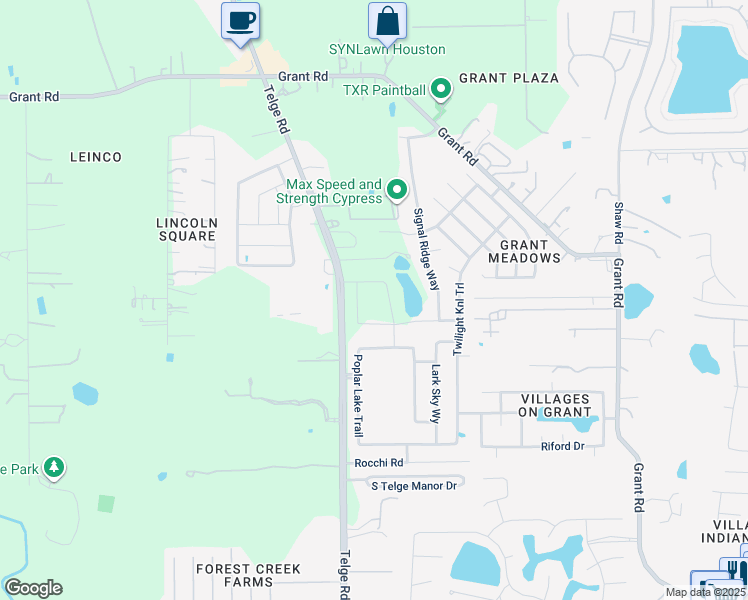 map of restaurants, bars, coffee shops, grocery stores, and more near 16710 Telge Rd in Cypress
