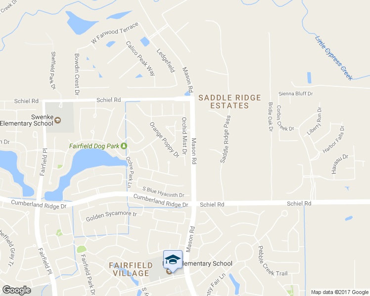 map of restaurants, bars, coffee shops, grocery stores, and more near 16610 Orchid Mist Drive in Cypress