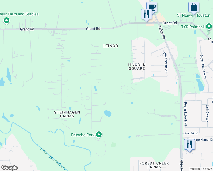 map of restaurants, bars, coffee shops, grocery stores, and more near 16422 Fritsche Cemetery Road in Cypress