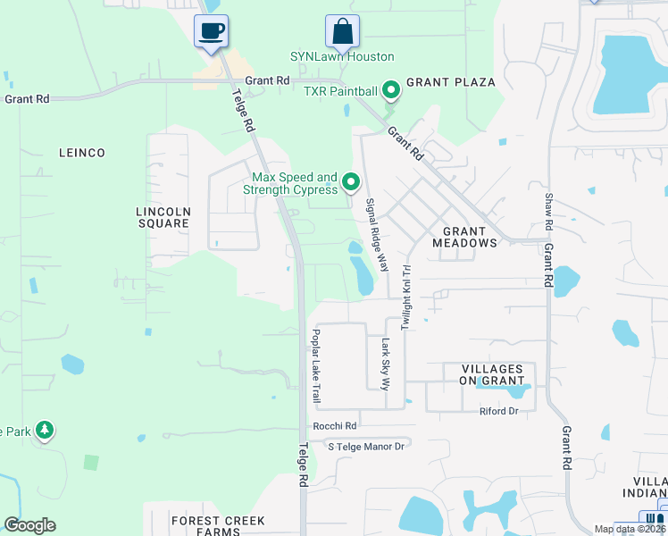 map of restaurants, bars, coffee shops, grocery stores, and more near 16736 Telge Road in Cypress