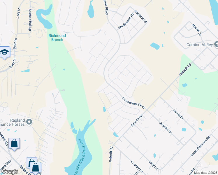map of restaurants, bars, coffee shops, grocery stores, and more near 215 Mockingbird Lane in Kyle