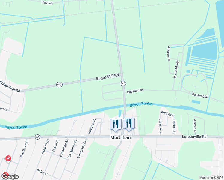 map of restaurants, bars, coffee shops, grocery stores, and more near 3002 Belvedere Avenue in New Iberia