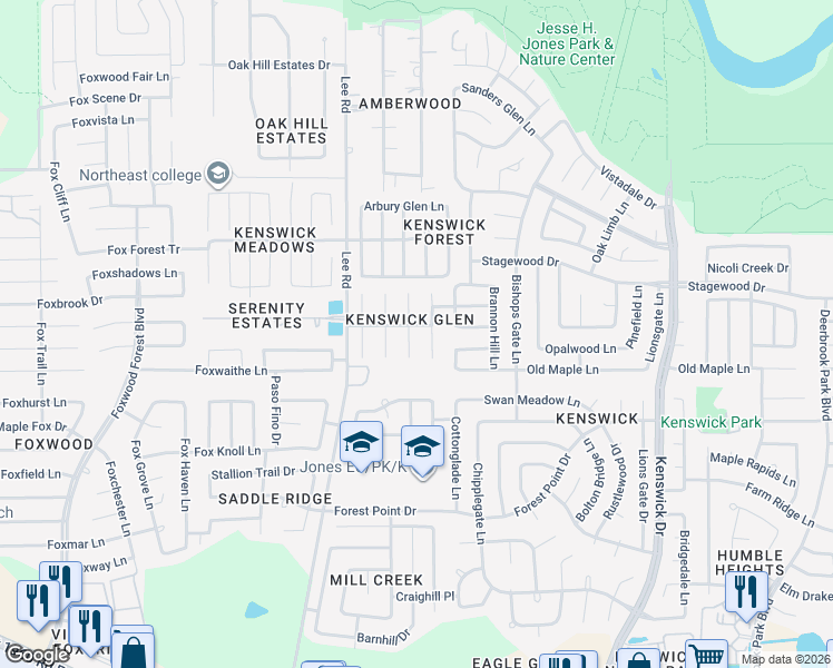 map of restaurants, bars, coffee shops, grocery stores, and more near 20930 Neva Court in Humble