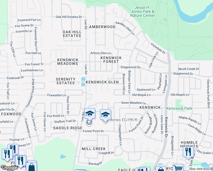 map of restaurants, bars, coffee shops, grocery stores, and more near 20930 Neva Court in Humble