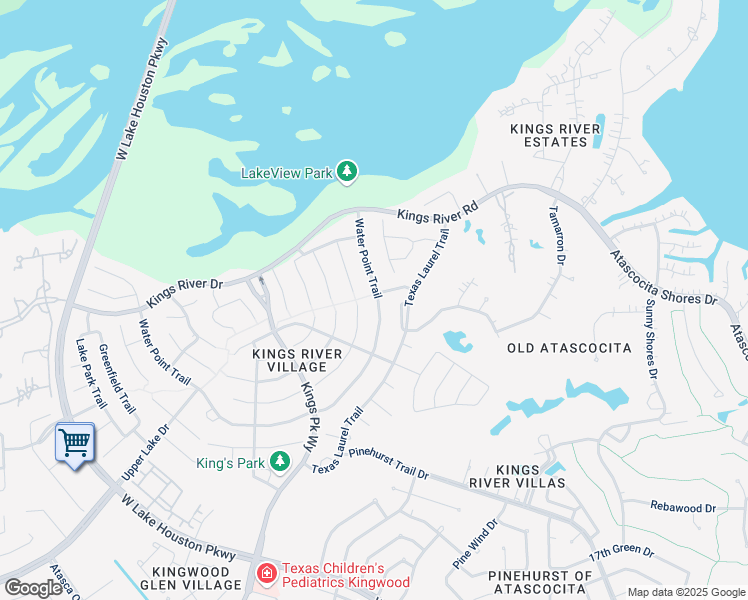map of restaurants, bars, coffee shops, grocery stores, and more near 19602 Water Point Trail in Humble