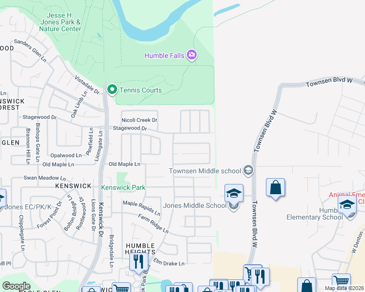 map of restaurants, bars, coffee shops, grocery stores, and more near 8918 Snapping Turtle Dr in Humble