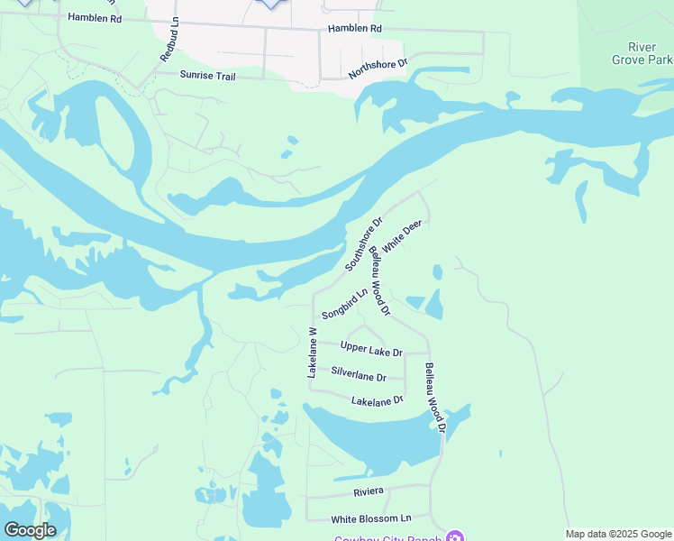 map of restaurants, bars, coffee shops, grocery stores, and more near 3233 Southshore Drive in Humble