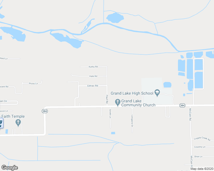 map of restaurants, bars, coffee shops, grocery stores, and more near Paul Road in Lake Charles