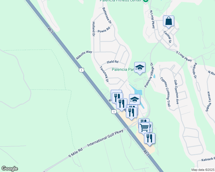 map of restaurants, bars, coffee shops, grocery stores, and more near 361 Tavistock Drive in St. Augustine