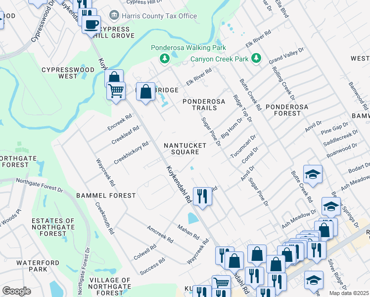 map of restaurants, bars, coffee shops, grocery stores, and more near 1919 Place Rebecca Lane in Houston