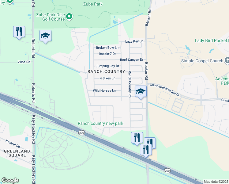 map of restaurants, bars, coffee shops, grocery stores, and more near 24211 Bar Kay Lane in Hockley